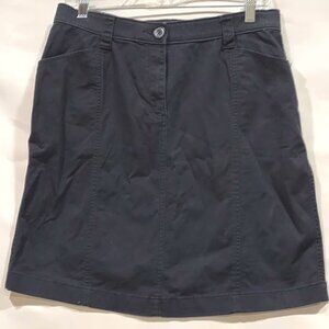 L L BEAN CLASSIC FIT BLACK ALINE SHORT SKIRT 98% COTTON WOMEN'S SIZE 12 PET